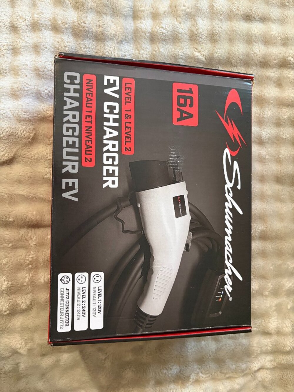 Schumacher SC1455 Level 1 & 2 Portable EV Charger 16A 120V 240V 28ft ChargeCable